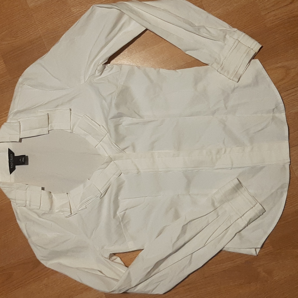White House Black Market white snap down shirt size 8